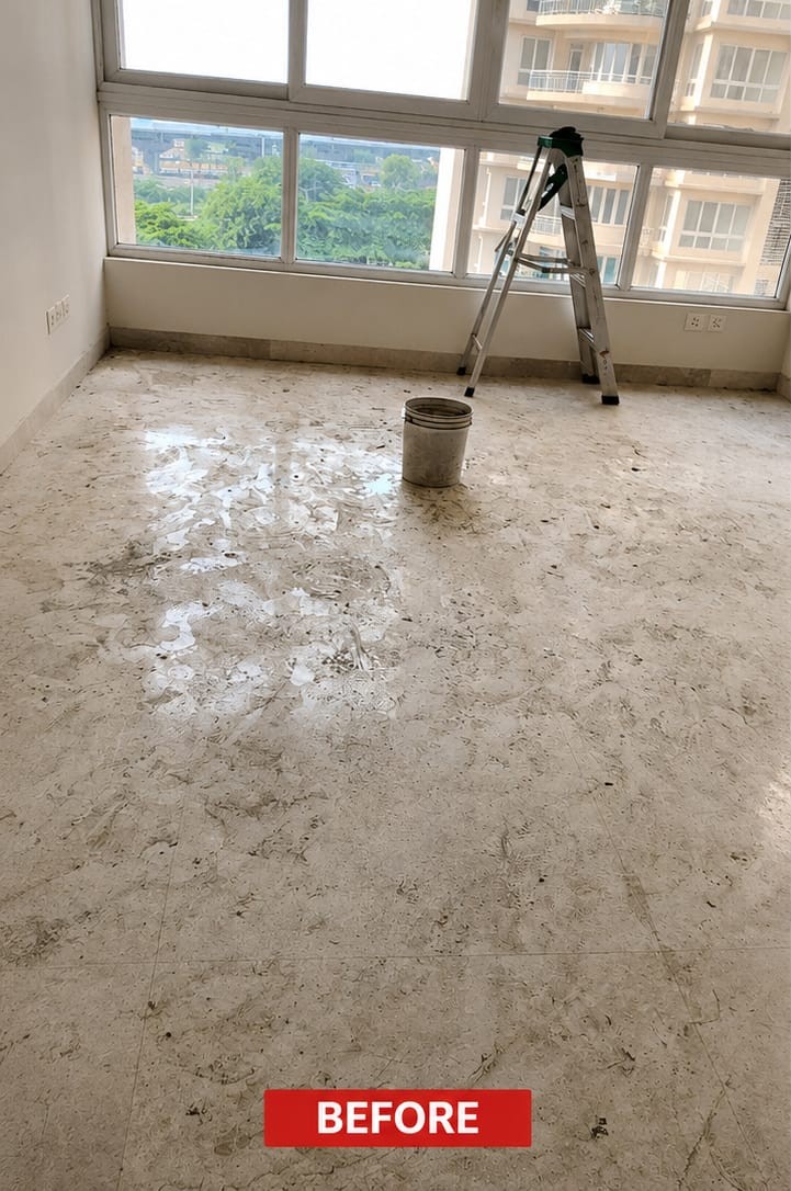 Marble floor status before diamond polish